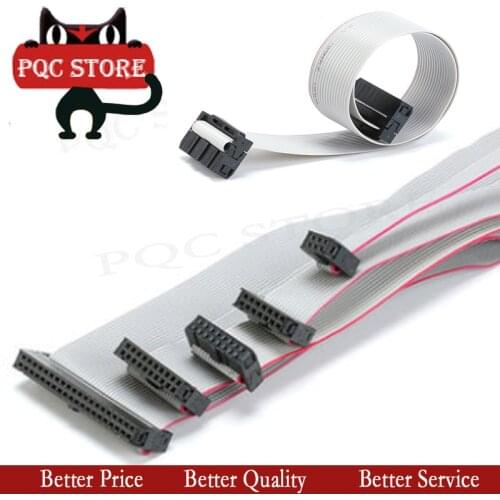2.54MM Pitch 30CM JTAG ISP AVR Download Cable Wire FC-6/10/14/16/20/40P PIN Connector Gray Flat Ribbon Data