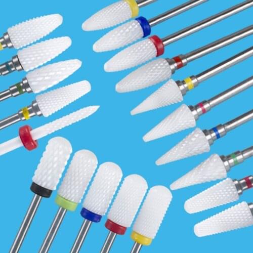 Ceramic Nail Polisher Manicure Machine Drill Ceramic Drill Bits for Manicure Polishing and Exfoliating Professional Nail Tools