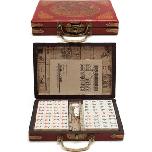 Chinese Numbered Mahjong Set Mah-Jong Set Portable Chinese Toy with Box Fiber board for fun Outdoor Camping