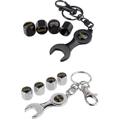 Car Tire Valve Stems Caps With Mini Wrench Keychain NOS Logo For Chevrolet Suzuki BMW X5 Mazda Hyundai Toyota Mitsubishi Audi Q5