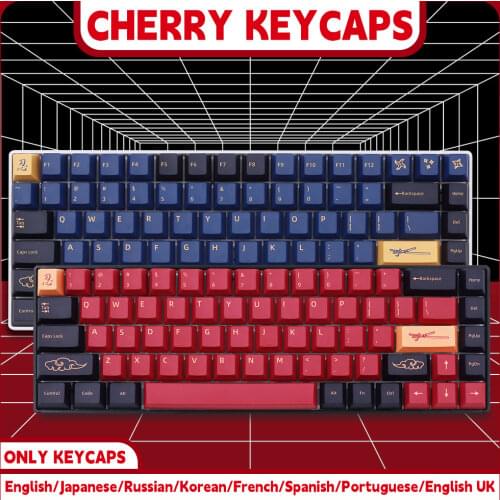 Red Samurai Keycaps Cherry Profile Dye Sub Keycap For Cherry MX Switch 61/64/68/87/96/980/104/108 Mechanical Keyboard