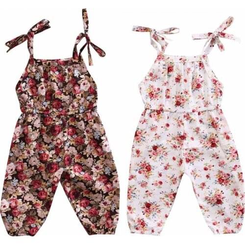 Wholesale Newborn Infant Baby Girl Floral Print Romper Sleeveless Jumpsuit One Piece Outfits Sunsuit Toddler Girl Summer Clothes