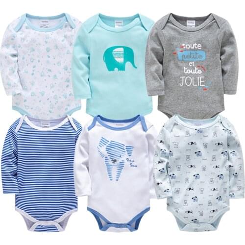 Unisex Baby Rompers 6 3 Pcs/Set Long Sleeve Soft Cotton Toddlers Clothes Cool Print Newborn Body Bebe Jumpsuit