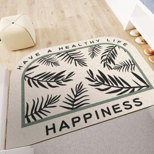 Plant Cartoon Cute Entrance Doormat Bathroom Kitchen Non-Slip Can be Cut Silk Mat Mud-removing Sand-stripping Floor Carpet