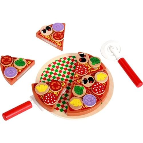 Colorful Wooden Pizza Food Simulation Toys Childrens Tableware Toys Simulation Pizza Family With Tableware Childrens Gifts