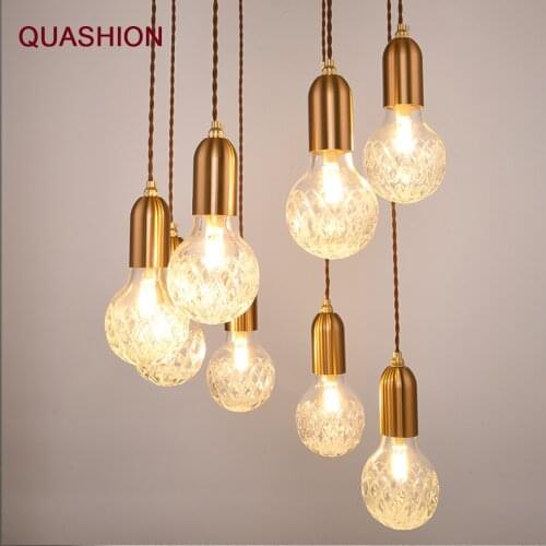 Minimalism Glass Pendant Light Lamp G9 Holder Pendant Light Socket LED Bulb copper color Bar cafe Kitchen bedside home decor