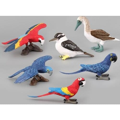 Simulation Mini Parrot Bird Figure Animal Model Figurine Home Decor Miniature Fairy Garden Decoration Accessories Modern Statue