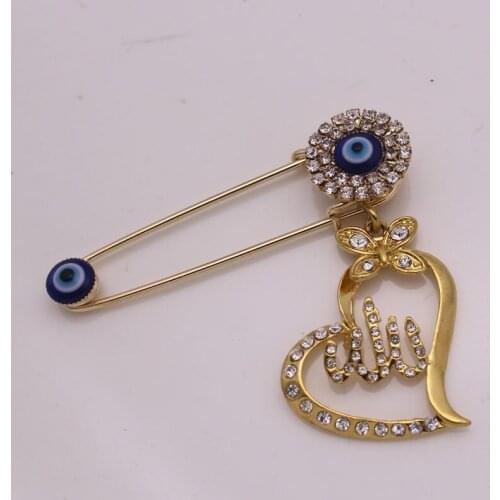 Allah Turkish evil eye Baby Pin Stainless steel brooch islam muslim jewelry
