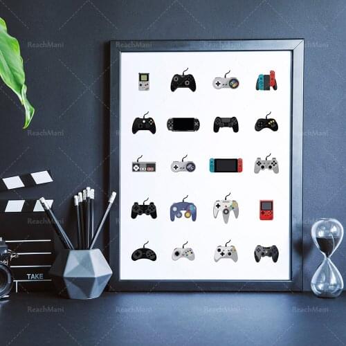 Game controller set printed matter, game console art, Play Station art, Xbox wall art, game remote control printed matter, game