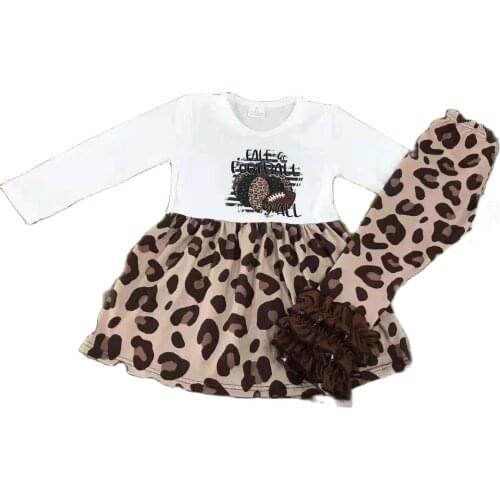 2021 New Latest Kid Clothes Long Sleeve Baseball Cartoon Leopard Print Baby Clothing Set Girl And Boys Outfit