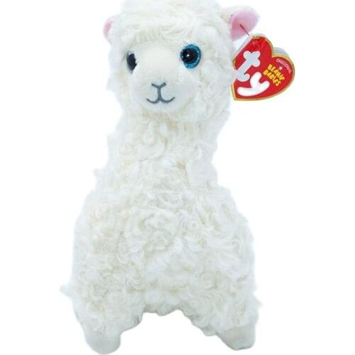 New 6" 15cm Ty Big Eyes Pea Velvet White alpaca Animal Cute lamb Toy Collectible Doll Boy Girl Birthday Christmas Gift