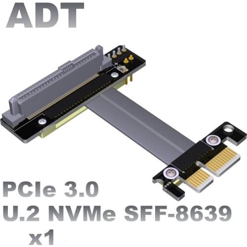 PCIE 1X Converter U.2 Interface U2 to PCI-E 3.0 x1 SFF-8639 NVMe Solid State Extension Data Cable Gen3 Flexible Flat Cable Ssd
