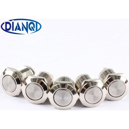 12mm Flat metal push botton waterproof Nickel plated brass push button switch 1NO momentary 12PY.F.C or Latching 12PY.S.C