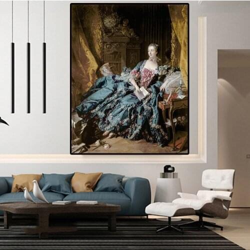 Portrait of Madame de Pompadour by Francois Boucher Famous Art Paintings on the Wall Art Posters And Prints Classical Pictures