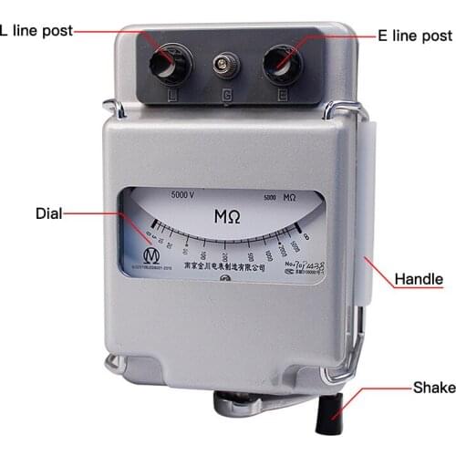 Hand-cranking Type Earth Resistance Tester Dial Scale Ground Resistance Meter Lightning Rod Measuring Instrument Tools