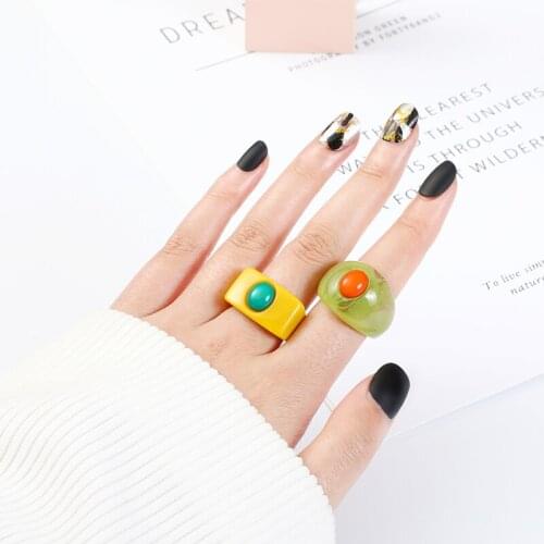 Multicolor Minimalist Punk Finger Rings for Teen Girls Vintage Accessories Korea Elegant Ladies Wedding Rings for Women Fashion
