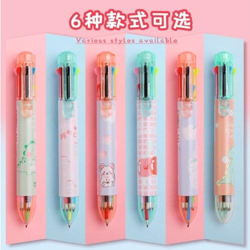 3pcs/lot 8-color Ballpoint Pen, Multi-color One-stroke, Multi-color Oil Pen Pens for Writing Cute Pens Office Supplies