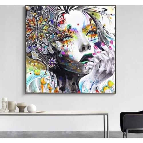 SELFLESSLY Modern Wall Art Girl With Flowers Oil Painting Abstract Art Prints Painting On Canvas Pictures Decor For Living Room
