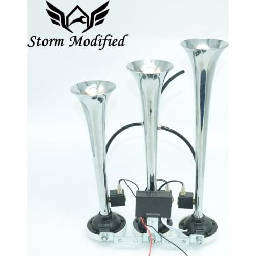 SuTong 12V / 24V 110-135db Super Loud Triple Trumpet Train Air Horn for Boat Train Car Vehicle