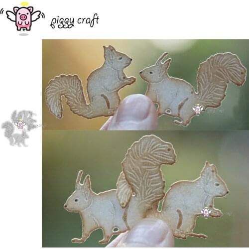 Piggy Craft metal cutting dies cut die mold 2Pcs Squirrel decoration Scrapbook paper craft knife mould blade punch stencils dies