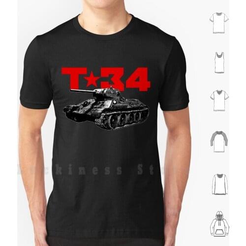 T-34 T Shirt 6xl Cotton Cool Tee Medium Tank Soviet Union World War Ii Wwii Ww2 F 34 Tank Gun Combat Vehicle Iron Horse A 34