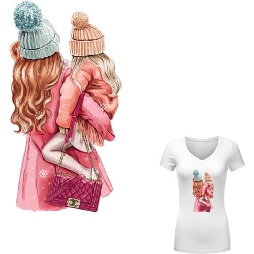 Mom Daughter Thermal Transfer T-Shirt Dresses Diy Thermal Transfer New Design Hot Tear Patterns For Clothing Love