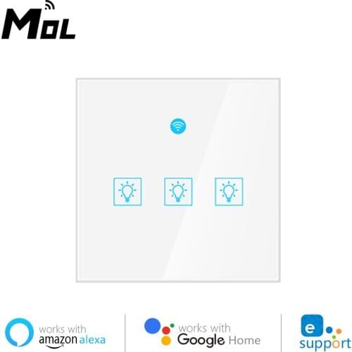 MOL eWeLink EU 3gang WiFi Smart Light Switch Neutral Wire Single Fire Smart Switch Works With Alexa Google Home