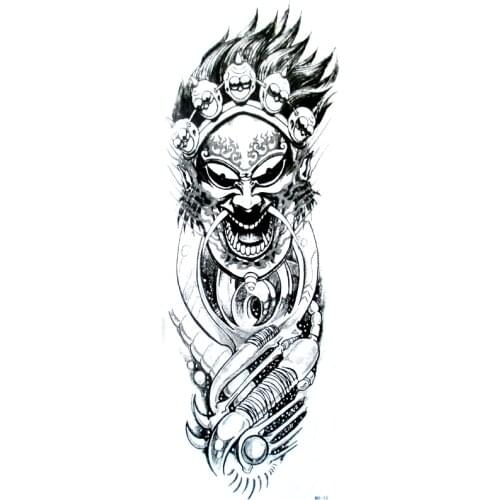 Robot Skull Temporary Tattoos Full arm Tatto Art body paint Tattoo Sticker fake tattoo sleeves Black death skull tattoo for man