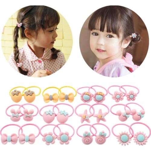 Hot Sale 2PCS New Arrival Cute Macarons color Girls Chilren Hair Rope Elastic Hair Bands Gifts
