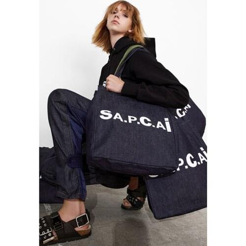 Women Fashion Classic Brand Luxury Nylon Double-sided Splicing Letter Pattern Large Shopping Bag Single Shoulder Bag