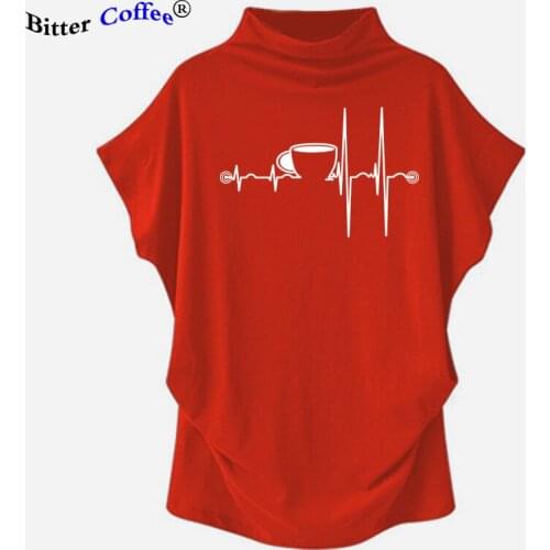 Heartbeat ECG T Shirts Women Cup Printed Short Batwing Sleeve Tshirts Harajuku Ulzzang Tumblr Graphic Tees Shirt Femme Hot