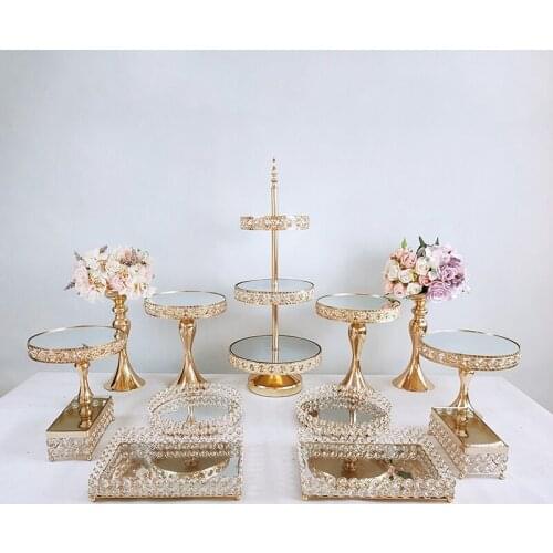 1pcs-13pcs Beautiful Tray 3 tier Cupcake Dessert Display Decoration Tools Wedding Crystal Mirror Cake Stand set
