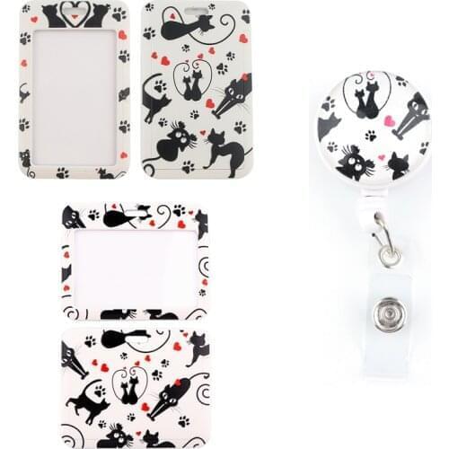 20pcs/lot BH1522 Blinghero Cartoon Cat Silicone Retractable Badge Reel Student Nurse Exhibition Name lanyard Card ID Card Chest