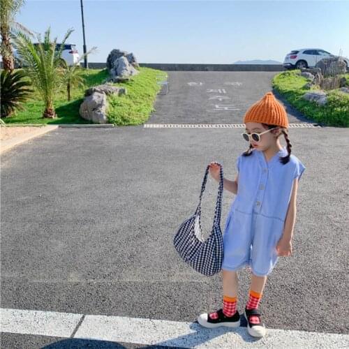 2021 new wholesale girls boys denim overalls summer cotton fashion kids pants 2-7 years YE534