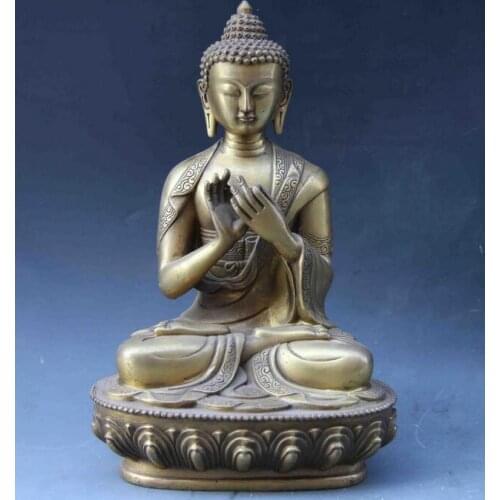 8.5 Tibet Buddhism Temple Copper Brass Enlightening Sakyamuni Buddha God Statue