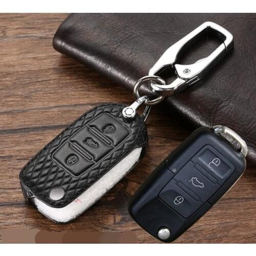 Car Leather Key Case Holder For VW MK7 Tiguan Bora Golf R Passat Caddy Seat Altea Alhambra Ibiza For Skoda Octavia A5 A7 Kodiaq
