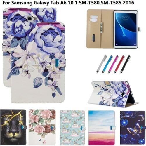 Case For Samsung Galaxy Tab A6 A 6 2016 10.1 T585 T580 SM-T585 Unicorn Flower Caqa Card Storage Wallet Tablet Case SM-T580 Funda