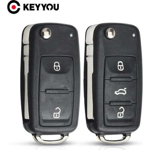 KEYYOU 10X Remote Key Case Shell For VW Volkswagen Skoda Octavia Golf Mk6 Tiguan Polo Passat CC SEAT Replacement 2/3 Buttons
