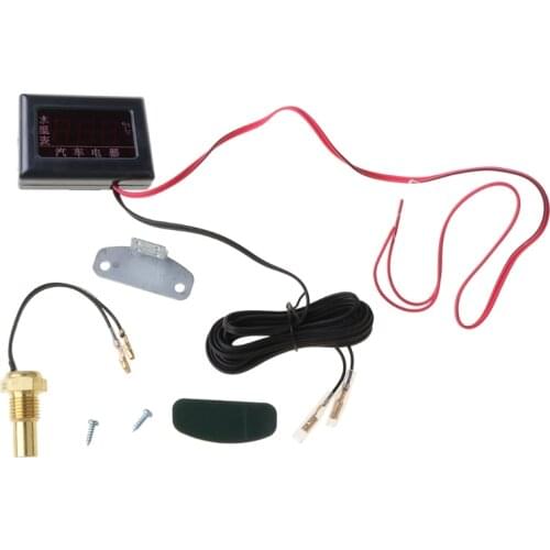 N0HF 12v 24v Car Digital Water Temperature Gauges Temp. Sensor LCD Display with Head Plug 10/12/14/16/17/21mm Universal Auto