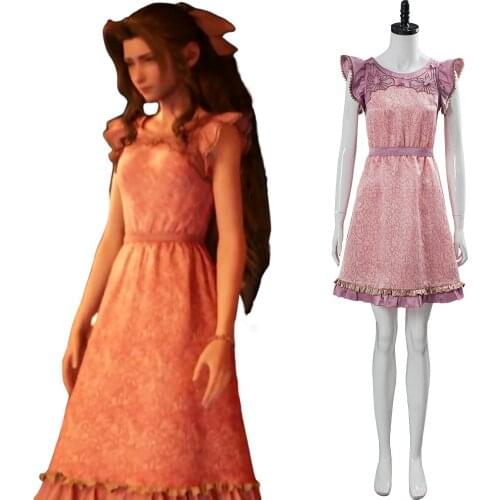 Final Fantasy VII 7 Remake Cosplay Aerith Cosplay Costume Wall Market Aerith Dress Pink For Girls Women