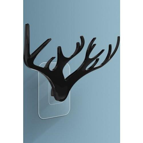 Creative Cartoon Antler Rack Multi-Functional Bathroom Hook Non-Trace Non-Punching Transparent Sticky Hook Home Decoration