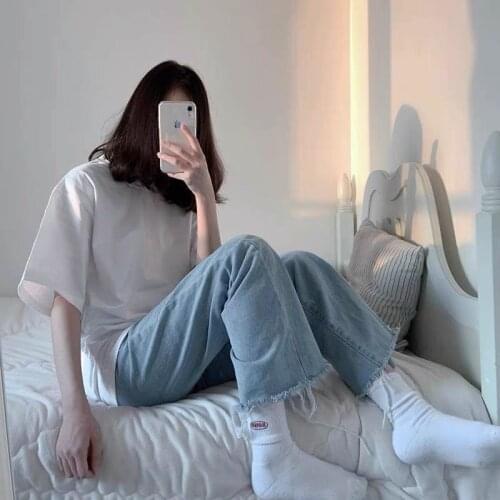 Hong Kong style simple t-shirt female student Korean loose top versatile Harajuku cotton simple