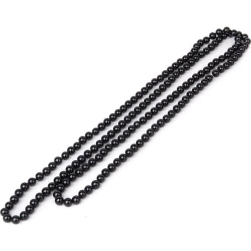 Fashion Faux Pearl Long Sweater Chain Necklace--black