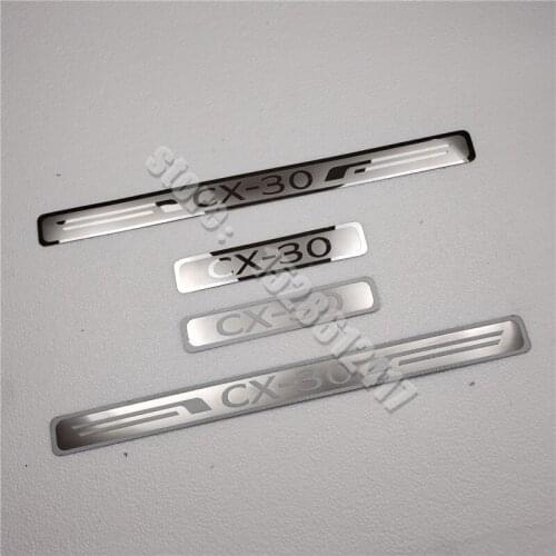 Stainless Steel Ultra-thin Scuff Plate Door Sill Door Sill Pedal Sticker Car styling for Mazda cx-30 2019 -2021