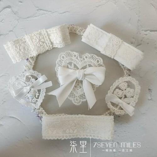 Gentle white lace hair clip headdress lace heart - shaped embroidery lace side clip hair clip
