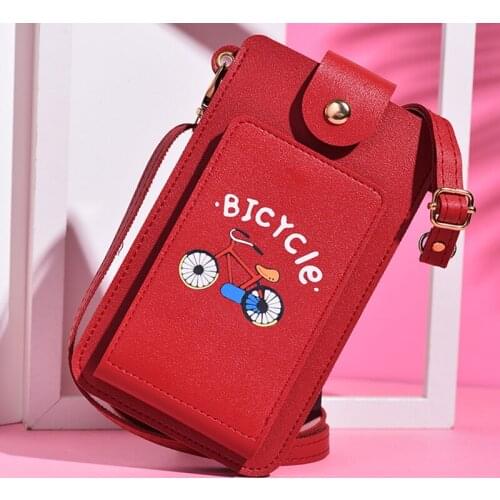 New Mobile Phone Bag Wallet Ladies Fashion Shoulder Crossbody Bags Cartoon Printed Handbag Long Multi-card Clutch Messenger Bag