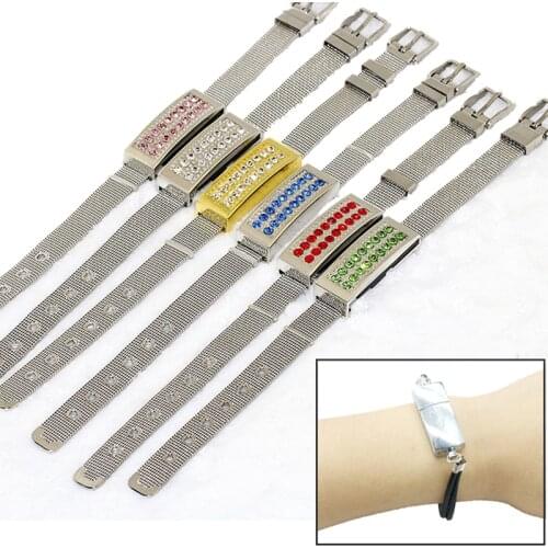 New Leather Bracelet Usb 8GB 16GB 32GB 64GB Jewelry Metal USB Flash Drive Pen Drive U Disk Diamond Wristbands Model Pendrives