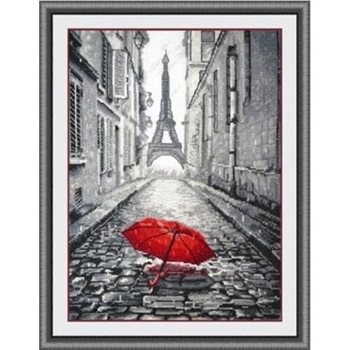 ONEROOM Romantic Paris Crafts Counted Cross Stitch Patterns Kits 11CT Printed On Canvas Painting DIY Needlework Home Decor