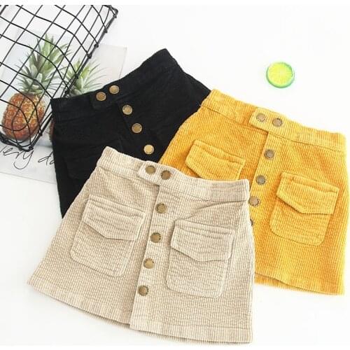 Autumn Winter Korean Baby Girls Corduroy Skirt Casual Cotton Elastic Toddler Kids Velvet Skirts 2-7 Years Children Clothes Girls