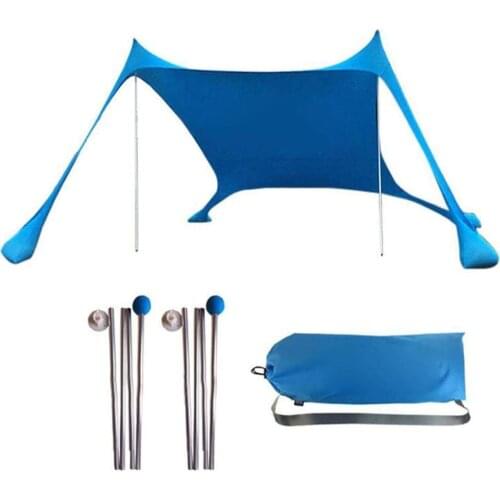 Pop Up Beach Tent with Support Rod Stability Portable Outdoor Sun Shelter Pergola for Camping Trips Fishing Backyard Picnics